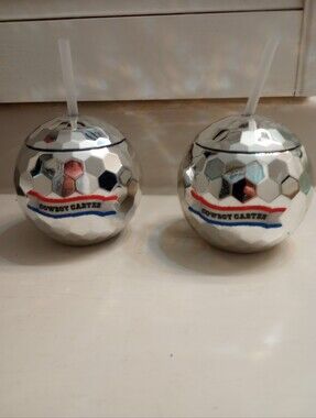 Beyonce Cowboy Carter Bundle Of Two Souvenir Concert Disco Ball Cups And Straw
